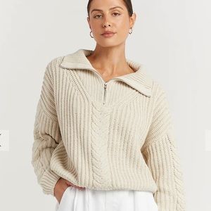 DISSH BARNETT STONE CABLE ZIP FRONT KNIT